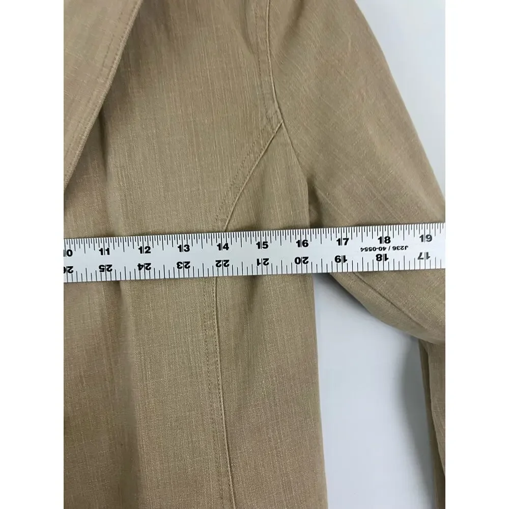 Ann Taylor Size 4 Women's Blazer Jacket Brown Tan Button  Jacket Work Cotton - Picture 11 of 11